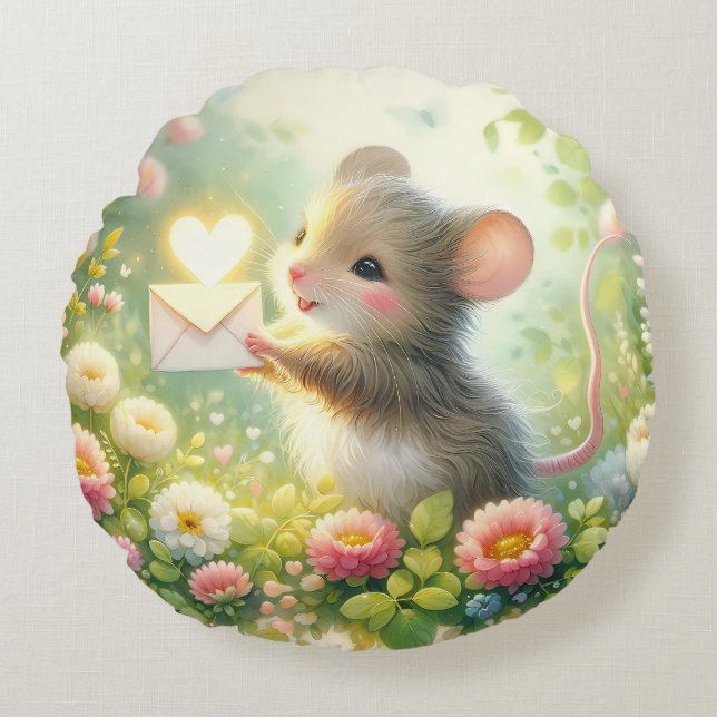 Coussins Ronds Cottage Mouse Love Letter Meadow (Devant)