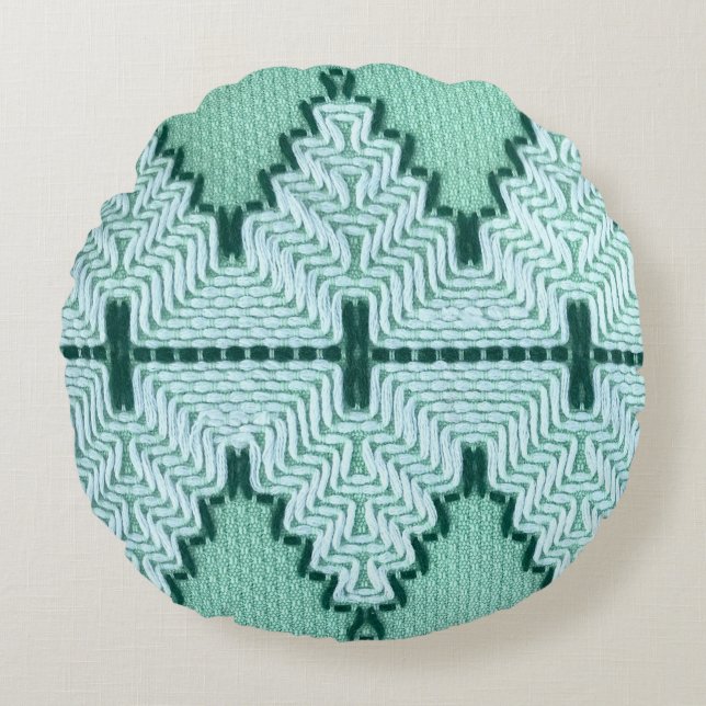 Coussins Ronds Couchage en fil textile rétro, pulsation graphique (Devant)
