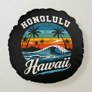 Coussins Ronds Coucher de soleil surf Honolulu Hawaï