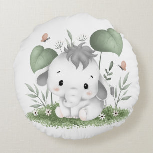 Coussins Ronds Couleur d'eau Safari Elephant dans la conception b