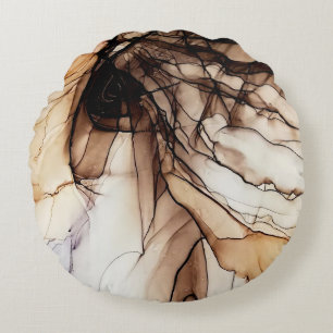 Coussins Ronds Couleur d'encre d'alcool. Texture de marbre gris f