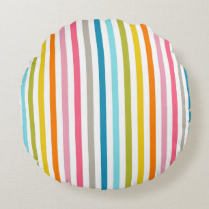 Coussins Ronds Couleur été arc-en-ciel rayures