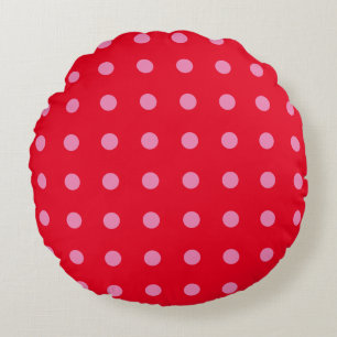 Coussins Ronds Couleur rouge rose vintage Pois Classic rétro