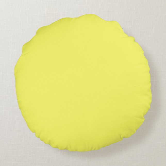 Coussins Ronds Couleur unie solide jaune pastel (Dos)