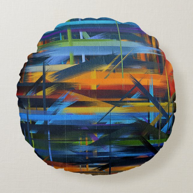 Coussins Ronds Couleurs Abstraites de peinture #36 (Devant)