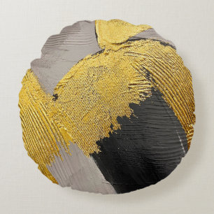 Coussins Ronds Couleurs Abstraites monochromes avec touches or