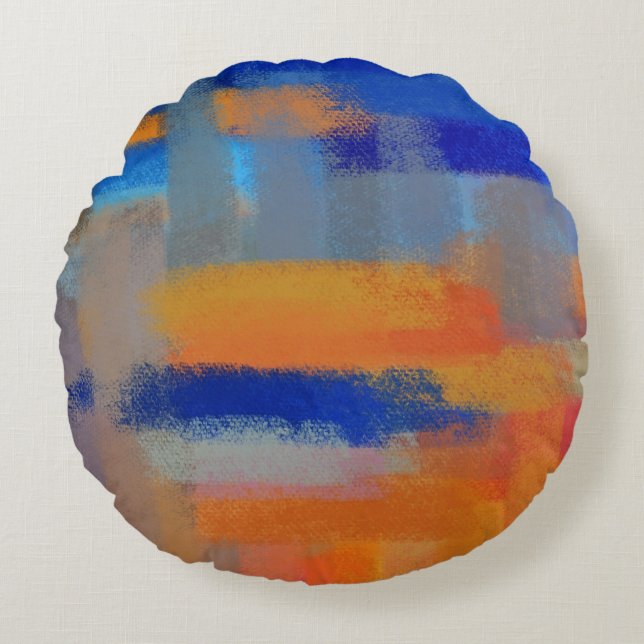Coussins Ronds Couleurs Abstraites Peinture #36 (Devant)