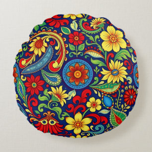 Coussins Ronds Couleurs arc-en-ciel Design de marguerite