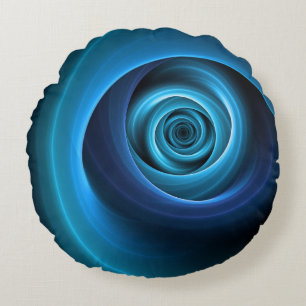 Coussins Ronds Couleurs bleu spirale 3D Art Abstrait fractal mode