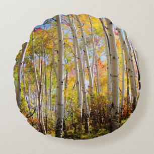 Coussins Ronds Couleurs d'automne des arbres d'Aspen 5