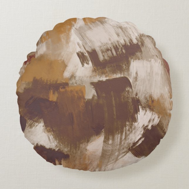 Coussins Ronds Couleurs de café Abstraites Paint Strokes (Devant)