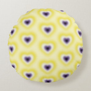 Coussins Ronds Couleurs de drapeau non binaires sur un coeur flou