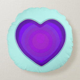 Coussins Ronds Couleurs pastel & coeurs violets battre
