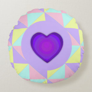 Coussins Ronds Couleurs pastel & coeurs violets battre