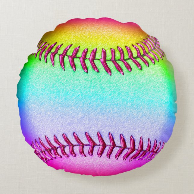 Coussins Ronds Coup De Jeu De Softball Rond Multicolore (Devant)