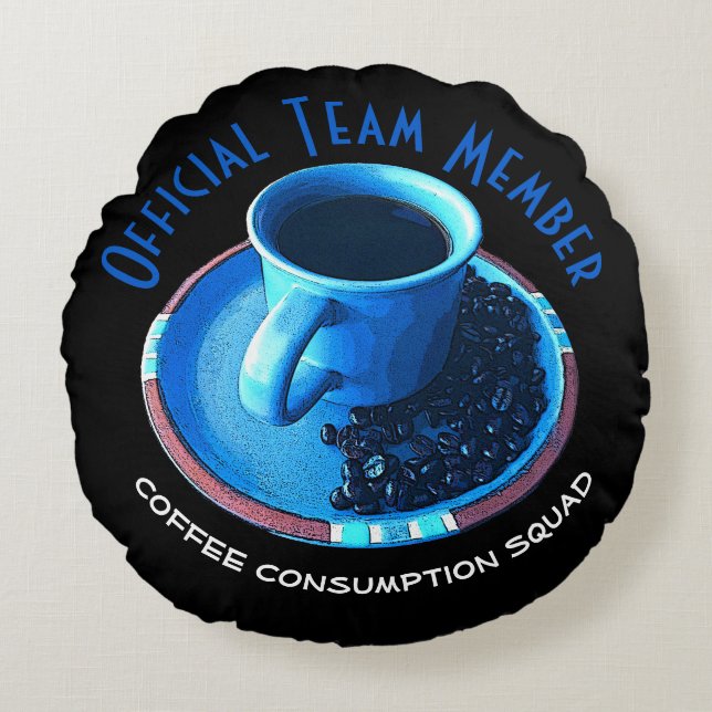 Coussins Ronds Coupe bleue, café noir, soucoupe et haricots (Devant)