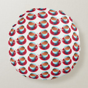 Coussins Ronds Coupe d'Espresso colorée et soucoupes photographi