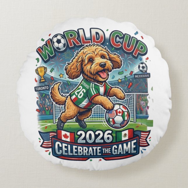 Coussins Ronds Coupe du Monde Cockapoo 2026 (Devant)
