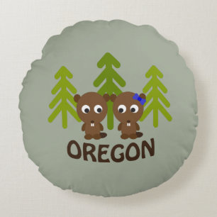 Coussins Ronds Couple castor mignon Oregon