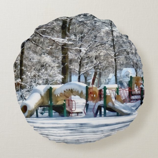 Coussins Ronds Cour de récréation hivernale (Dos)