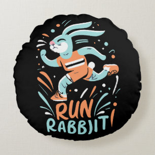 Coussins Ronds courir lapin marathon coureur lapin mignon