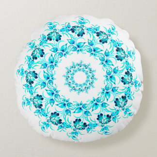 Coussins Ronds Couronne de fleurs turquoises