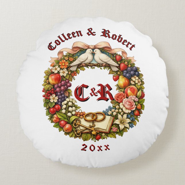 Coussins Ronds Couronne de mariage Fruit & Floral (Devant)