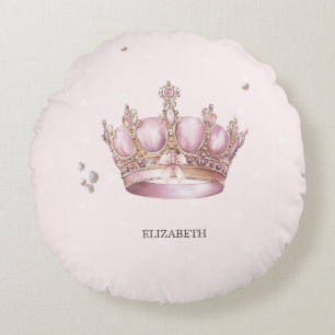 Coussins Ronds Couronne de Petite Princesse Perles Points Bébé Na