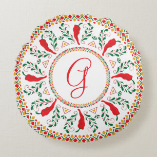 Coussins Ronds Couronne de poivre du Chili rouge