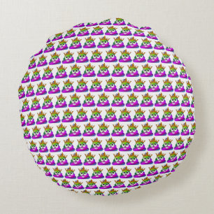 Coussins Ronds Couronne de Princesse Arc-en-Ciel Emoji Caca