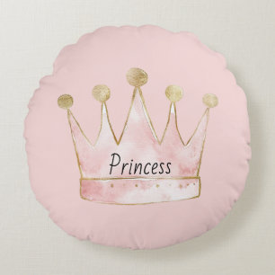 Coussins Ronds Couronne de princesse en or rose