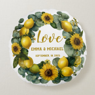 Coussins Ronds Couronne de tournesol au citron Amour Design