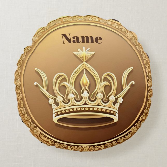 Coussins Ronds Couronne dorée élégante (Devant)