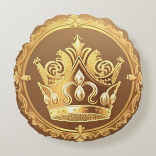 Coussins Ronds Couronne Dorée Élégante