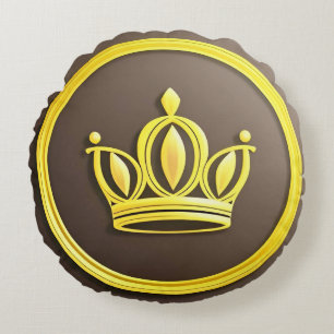 Coussins Ronds Couronne Dorée Élégante