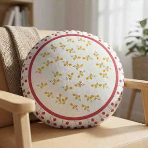 Coussins Ronds Couronne florale élégante monogramme rond personna