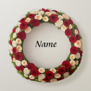 Coussins Ronds Couronne florale magnifique avec des fleurs coloré