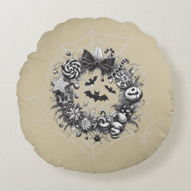 Coussins Ronds Couronne Macabre (Devant)