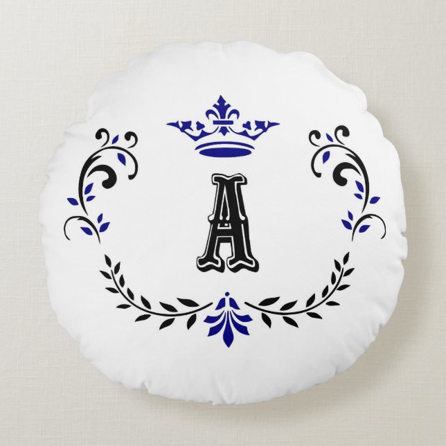 Coussins Ronds Couronne Wreath A Monogramme (Devant)