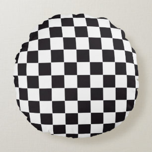 Coussins Ronds Courses d'automobiles/motif d'échecs + votre