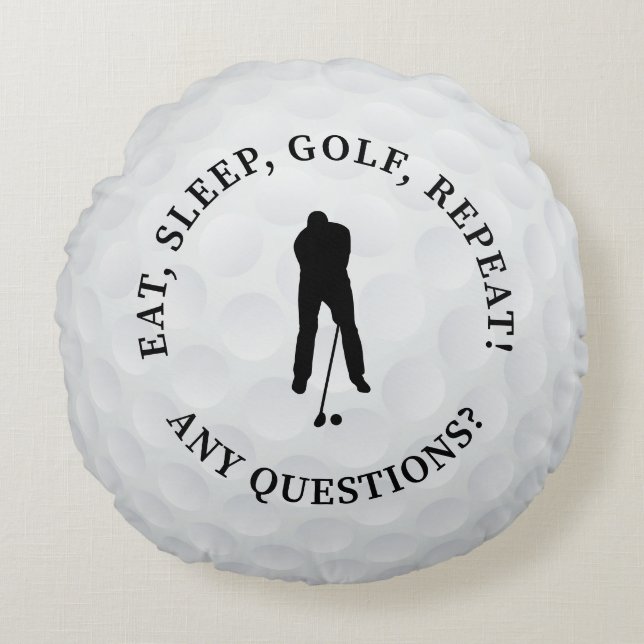 Coussins Ronds Coutume Homme Golfer Silhouette Cute Golf Ball Noi (Devant)
