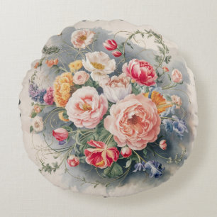 Coussins Ronds Couvercle d'oreiller à l'élégance florale belge
