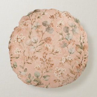 Coussins Ronds Couverture de bébé florale vintage moutarde à moti