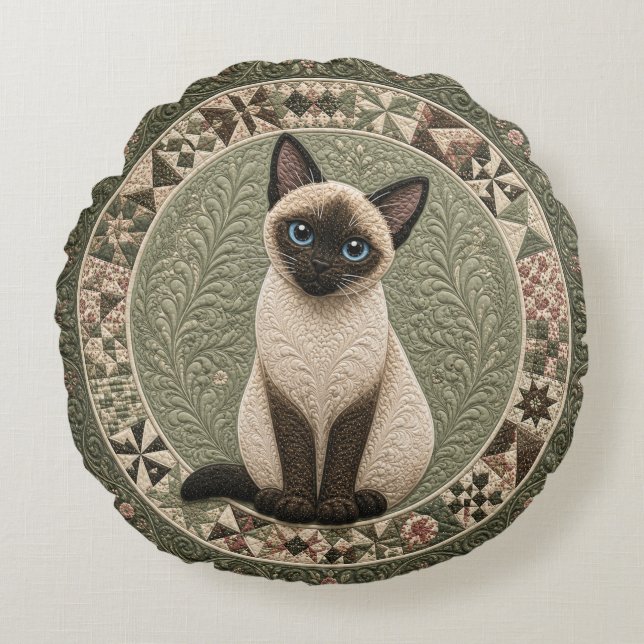 Coussins Ronds Couverture de chat siamois  (Devant)