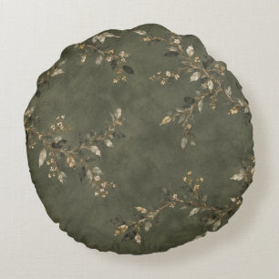 Coussins Ronds Couverture de jet botanique vert sauge