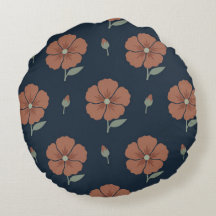Couvre-théière rond floral marine et terracotta lu
