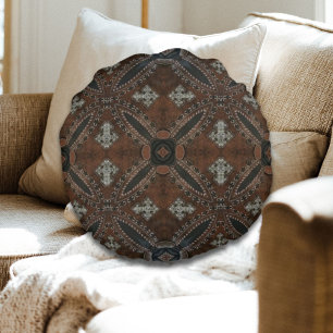 Coussins Ronds Cow-boy primitif pays de l'Ouest Cuir à outils