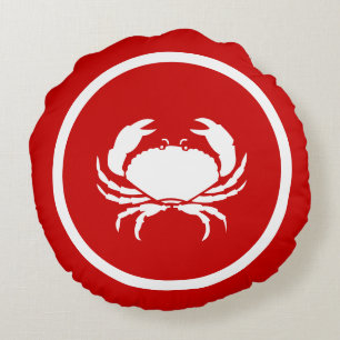 Coussins Ronds CRABE et homard rouges et blancs