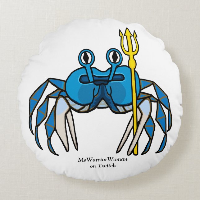 Coussins Ronds Crabe guerrier bleu, WarriorWoman sur Twitch (Devant)