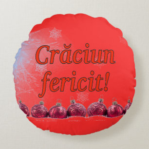 Coussins Ronds Crăciun fericit ! Joyeux Noël en roumain rf